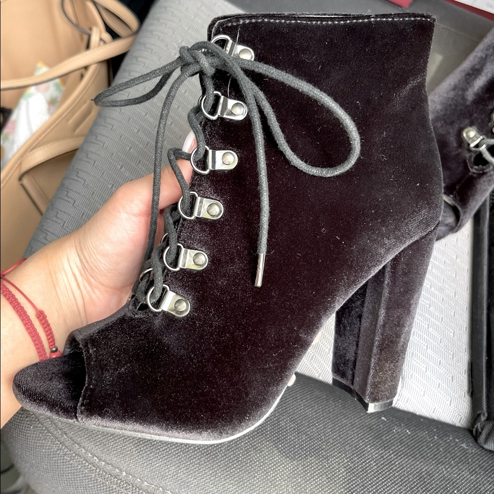 Black Lace Up Open Toe
